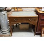 19th century Mahogany Inlaid Desk, with inset writing surface over a single drawer, raised on square