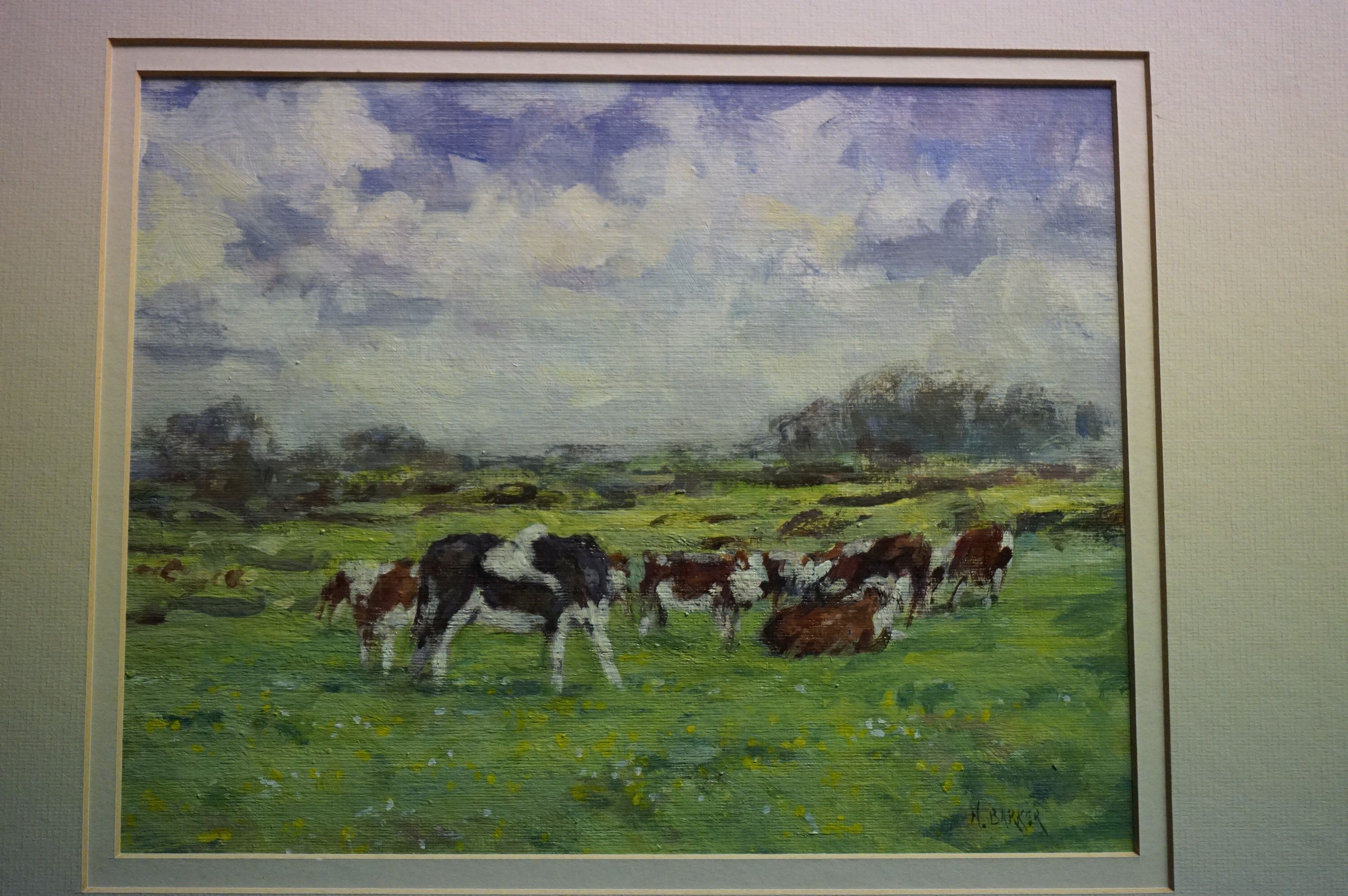 Neville Barker (British 1949-2008), Oil on Board, Cattle in a Meadow, 20cms x 25cms, framed - Bild 2 aus 2