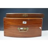 An antique mahogany box with brass mounts possibly to hold a trophy together cutlery with some