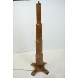 Art Deco Walnut Standard Lamp of stepped square form, 140cms high