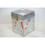 Polished Metal Airline Case / Box with Emirate Airline Stickers, 41cms wide x 53cms high