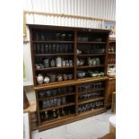 Late 19th / Early 20th century Mahogany Open Double Section Bookcase, the upper section with six