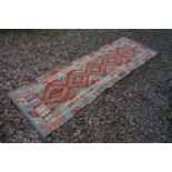 Hand Knotted Woolen Chobi Kilim Rug, 258cms x 80cms