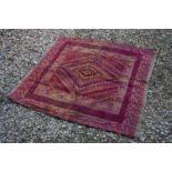 Hand Knotted Woolen Gazak Rug, 128cms x 124cms