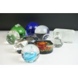 Ten Paperweights including Schweppes Advertising