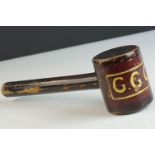 Early 20th century Wooden Gavel marked ' GGCA ' in gold coloured letters on the head, 26cms x 7.5cms