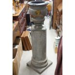 Faux Marble Jardiniere on Circular Plinth, 124cms high