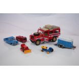 Toys - Corgi Rice Horsebox, Corgi Land Rover, Polistil Land Rover and Three other Diecast Vehicles