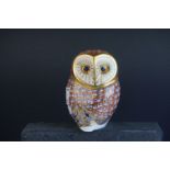 Royal Crown Derby Owl Paperweight with silver stopper, 12cms high