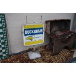 Duckham's Motor Oil Metal Forecourt Swing Sign on Base, 120cms high