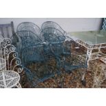 Set of Six Garden Green Wirework Tub Chairs