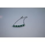 Silver CZ and Faux Emerald Bracelet