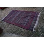 Large Red and Blue Wool Ground Rug, 336cms x 186cms