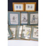 A set of Eight G Spratt mid 19th century prints titled Entomologist, The Greengrocer, Conchologist