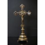 Silver Plated Ecclesiastical / Church Altar Crucifix marked ' IHS Inri ', 55cms high