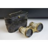 Set of Late 19th / Early 20th century Brass and Mother of Pearl Opera Glasses with original case,