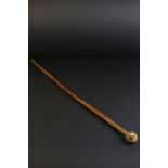 Swagger Stick with knop handle in the form of a Parrots Head within a Shell (one eye missing), 69cms