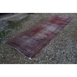 Eastern Red Ground Wool Runner Rug, 392cms x 102cms