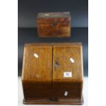 Victorian Oak Stationery Cabinet with fitted interior, 30cms wide x 28cms high, together with an