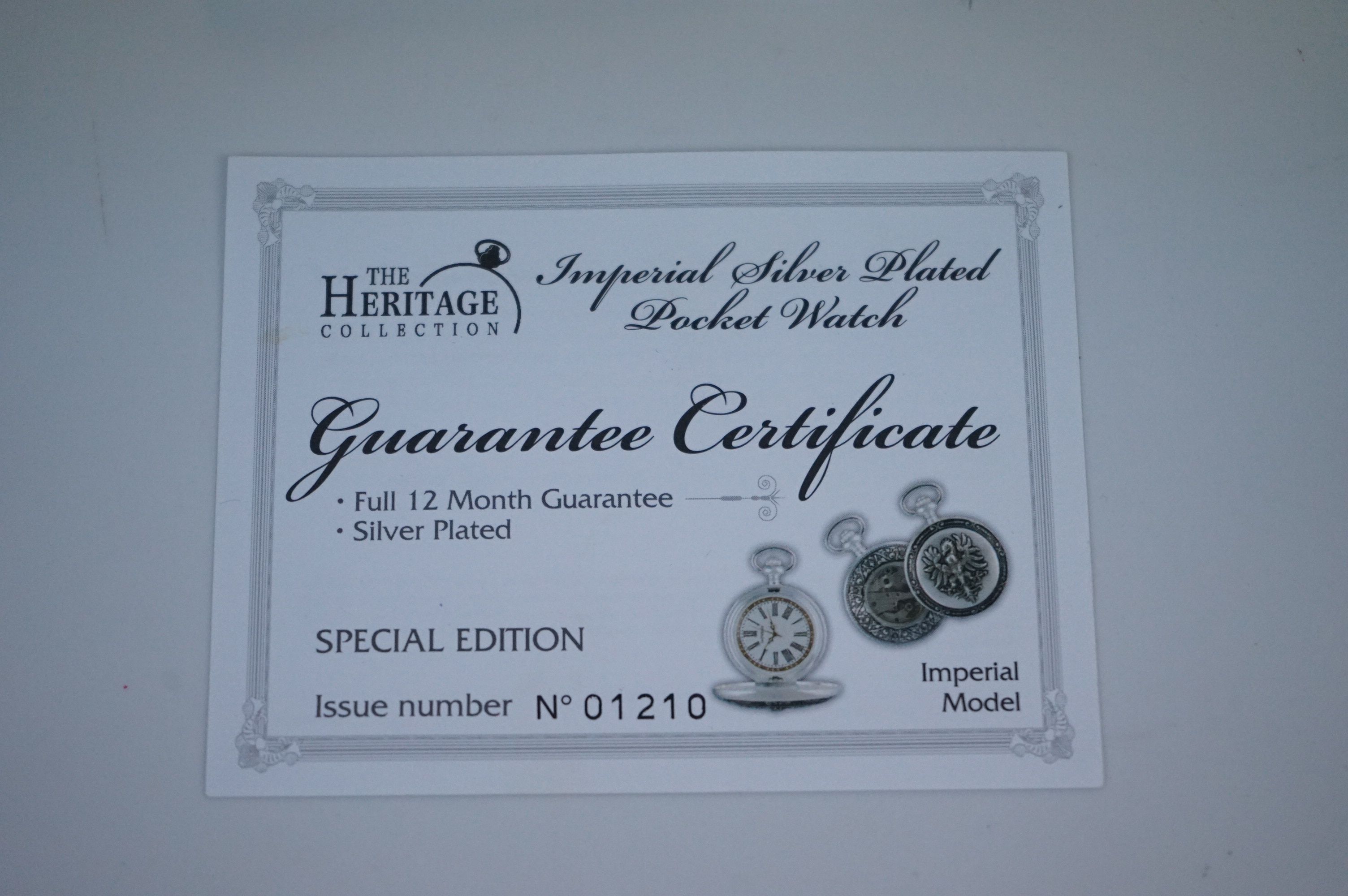 Heritage Collection Imperial Silver Plate Pocket Watch, boxed with c.o.a - Bild 5 aus 5