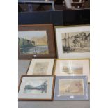 Six Framed and Glazed Pictures including Alfred Powell Watercolour of Snowdonia, Two A Ross