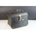 Victorian Black Metal Cash / Strong Box, the brass clasp and lock stamped with registration lozenge,
