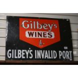 Mid 20th century Advertising Enamel Sign ' Gilbey's Wines, Gilbey's Invalid Port ' , 53cms x 76cms