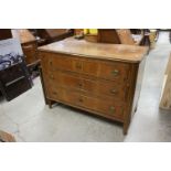 19th century Biedermeier Mahogany Chest of Three Long Drawers, with canted corners, the drawers with