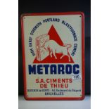 Mid 20th century Belgium Metal Advertising Sign ' Metaroc, High early strength Portland Blastfurnace