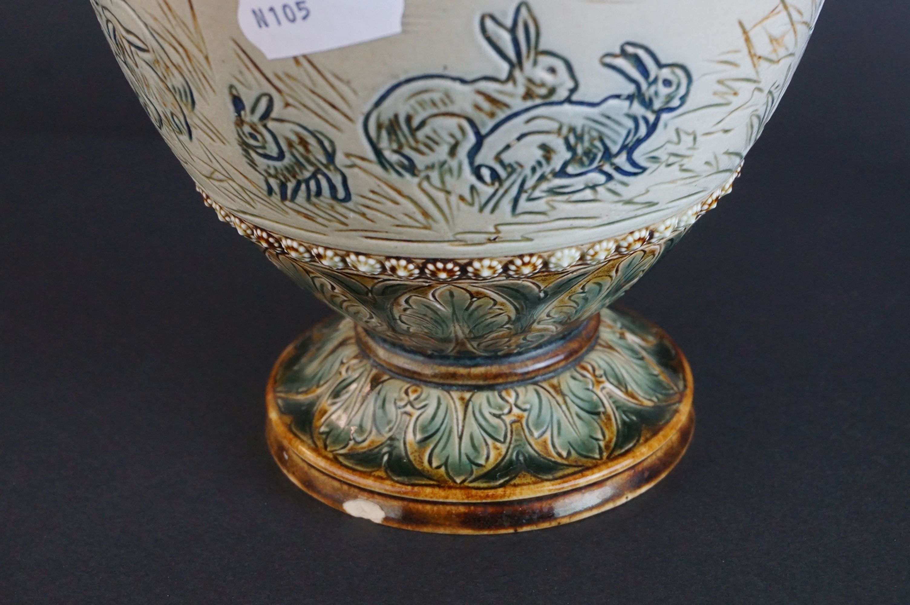 Late 19th century Doulton Lambeth Hannah Barlow Stoneware Vase, with sgraffito decoration of - Image 2 of 7