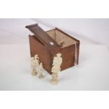 Antique Chinese Carved Ivory and Stained Ivory Puzzle Ball Chess Set. largest piece 14cms high
