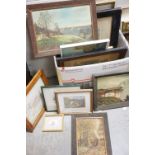 A quantity of framed and unframed pictures to include still life watercolours etc.