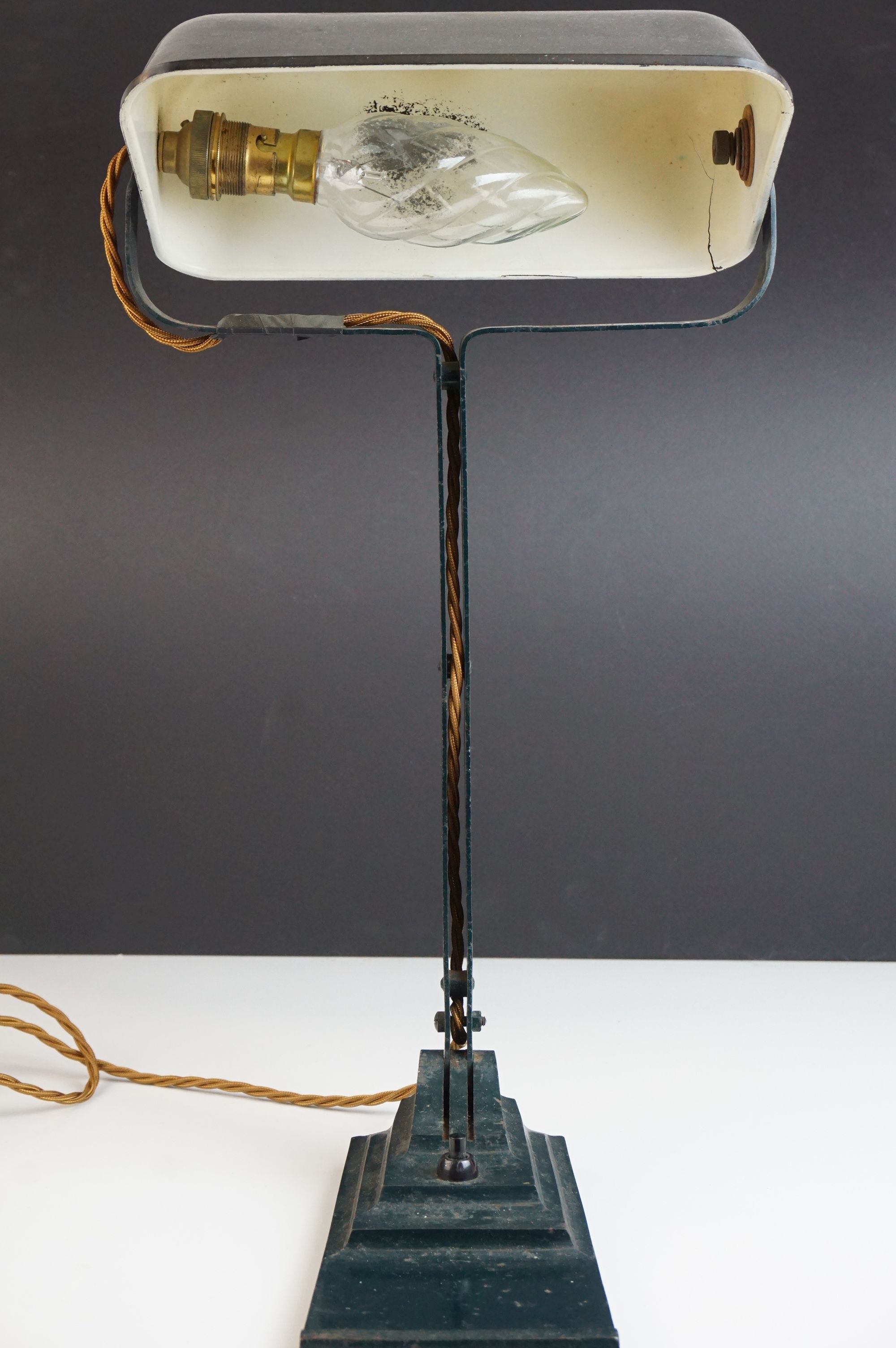 Art Deco 1930's Bauhaus ' Erpe ' model 52 Banker's Lamp with Bakelite Shade and Metal Base, - Image 4 of 5