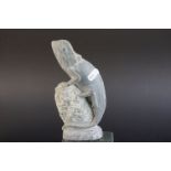 Carved Stone Sculpture of a Chameleon on a Rock, 19cms high