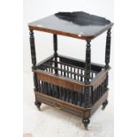 Victorian Aesthetic Movement Walnut and Ebonised Canterbury Side Cabinet with Book / Magazine