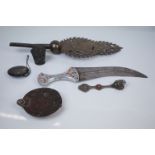 Mixed Lot of Ethnic / Oriental Items including a Curved Dagger set with glass stones, Chinese