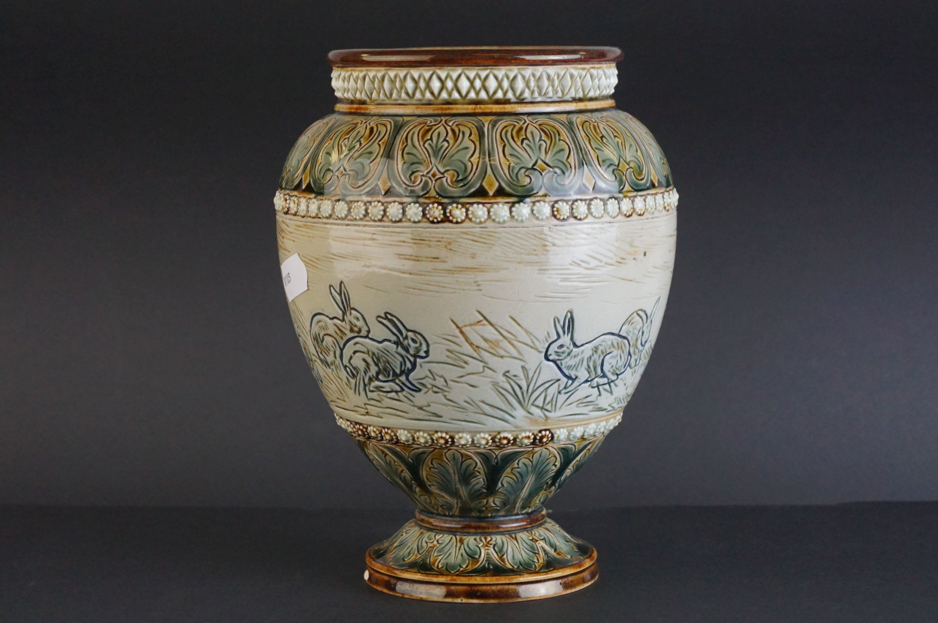 Late 19th century Doulton Lambeth Hannah Barlow Stoneware Vase, with sgraffito decoration of