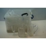 Collection of Cut Glass and other Drinking Glasses including Webb together with a Cut Glass Square