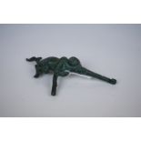 Tang Dynasty style Chinese bronze belt buckle in the form of a monkey, 17cms high