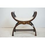 Regency Style Mahogany Egyptian Revival X-Frame Stool with Bone and Satinwood Inlay, 57cms high x