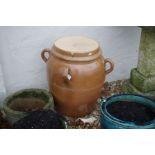 Large Stoneware Salt Glazed Lidded Flour / Storage Jar with Four Loop Handles, 58cms high