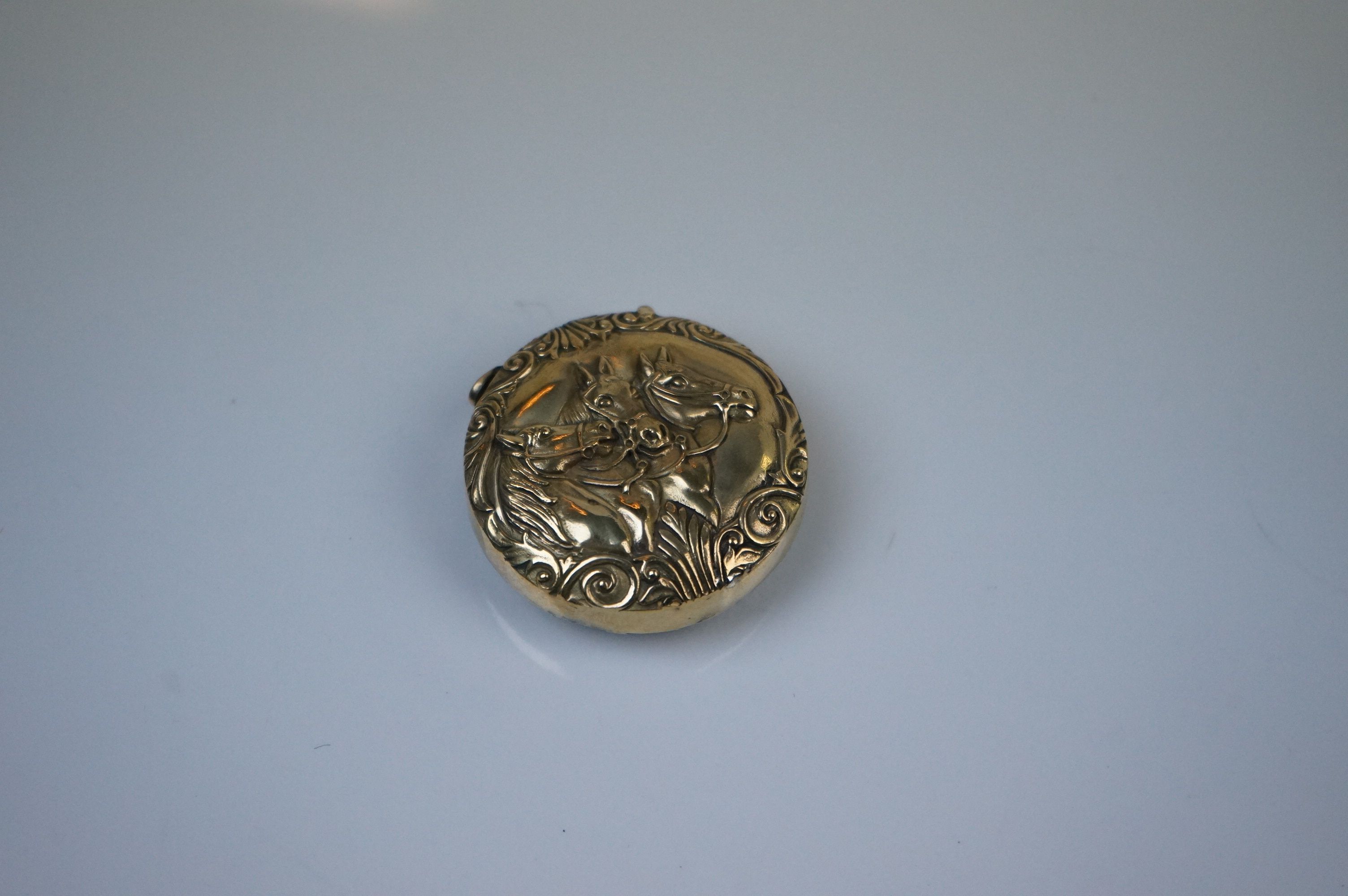 Brass cased Vesta with embossed Horse decoration