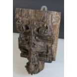 Antique Hardwood Section, profusely carved with fruit and foliage, 29cms high x 16cms wide