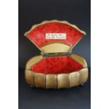 Mid 20th century Clam Shaped Jewellery Box with a Gold Painted Finish, label to inside dated 1948,