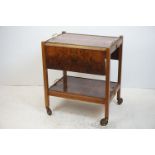 Art Deco Walnut Two Tier Trolley with lift out tray, 64cms wide x 75cms high