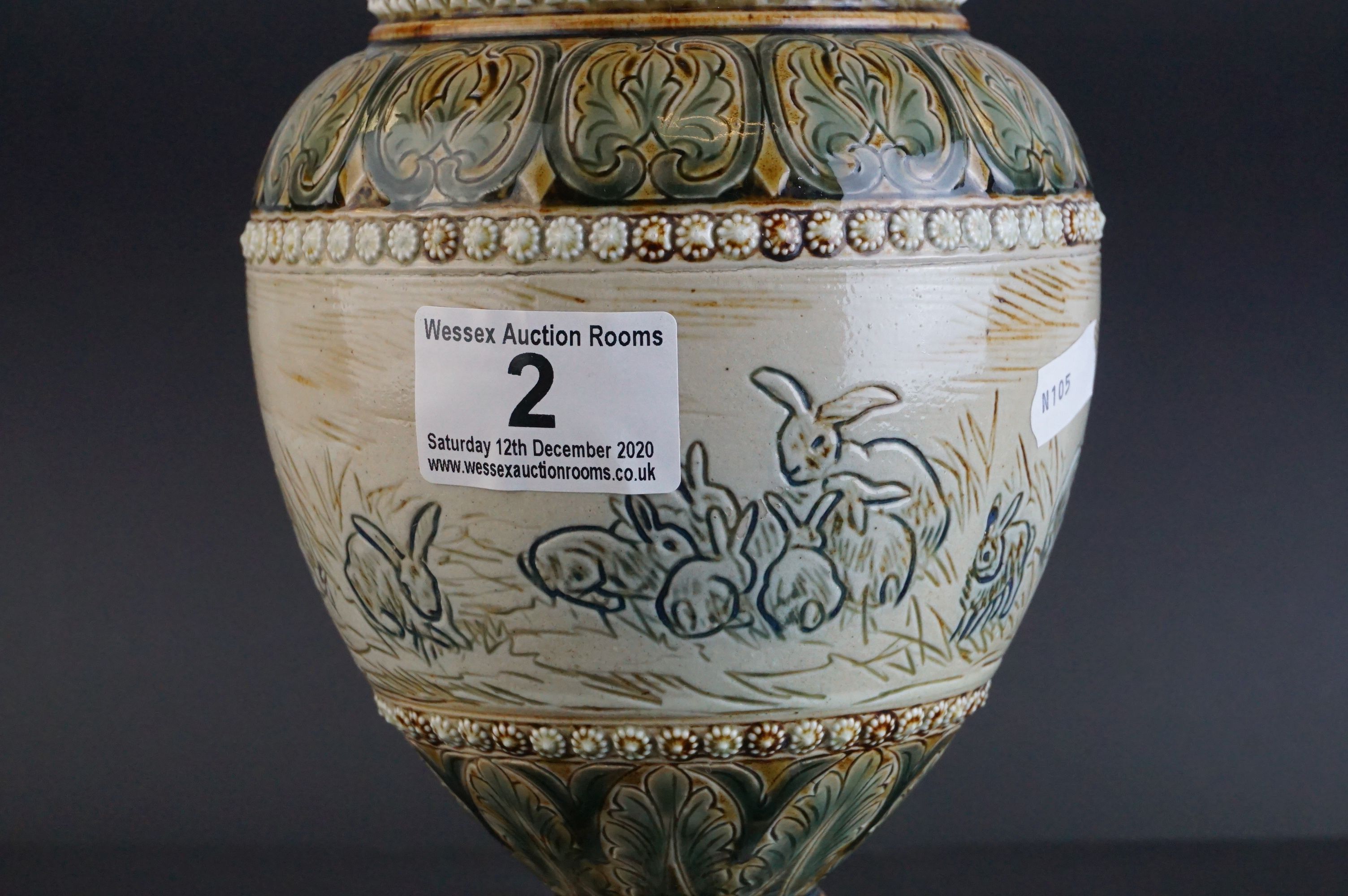 Late 19th century Doulton Lambeth Hannah Barlow Stoneware Vase, with sgraffito decoration of - Image 4 of 7