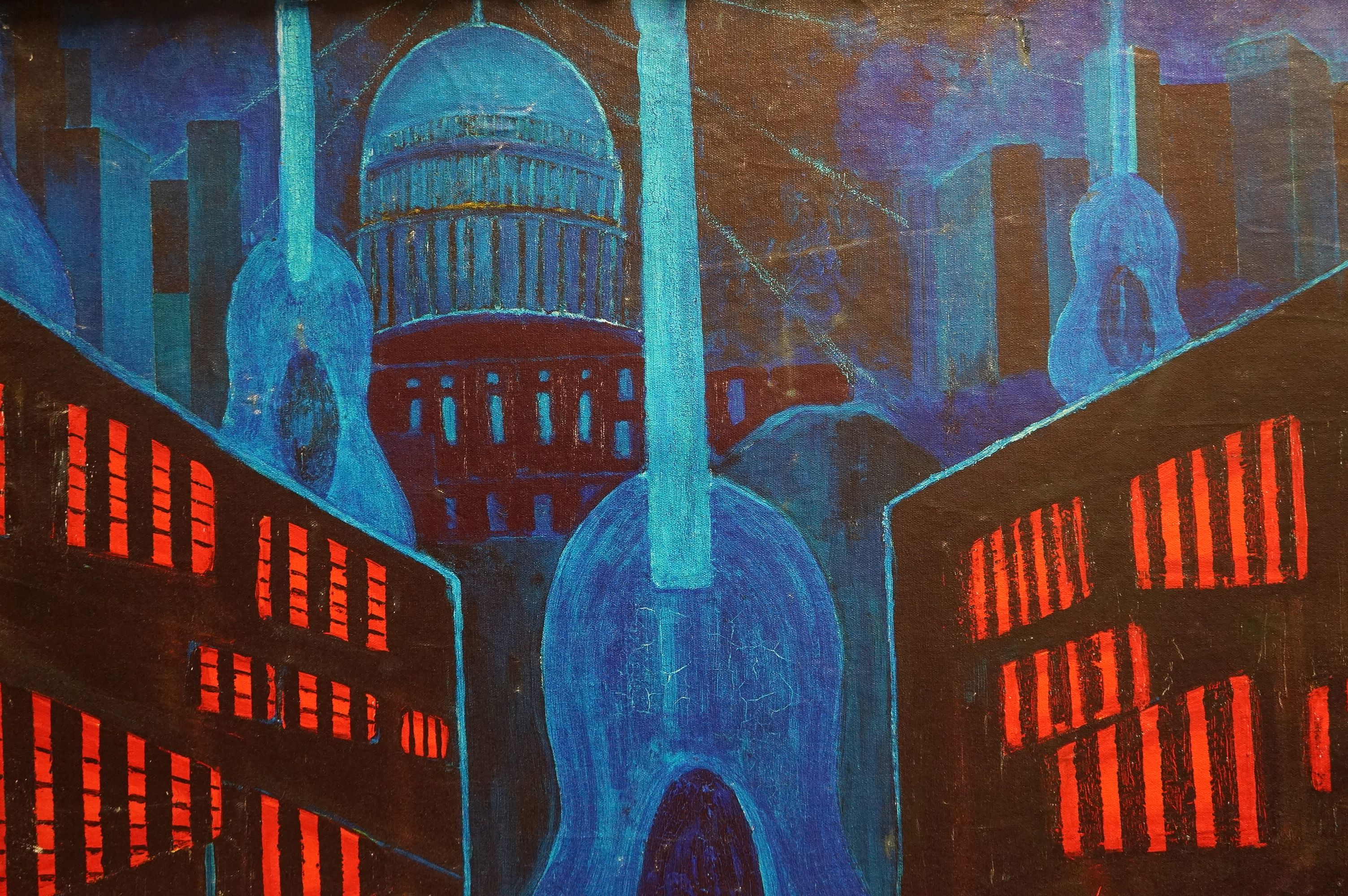 Large Framed Modern Oil on Canvas ' The Music Capital ' - Bild 2 aus 3