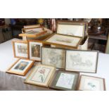 Collection of approximately 18 Framed and Glazed Coloured Etchings, Engravings and Prints
