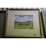 Neville Barker (British 1949-2008), Oil on Board, Cattle in a Meadow, 20cms x 25cms, framed