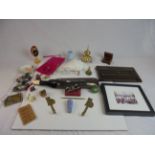 Mixed lot of Collectables including Vintage Opera Glasses, Cyrstal Clock, Billiard Score Board, etc